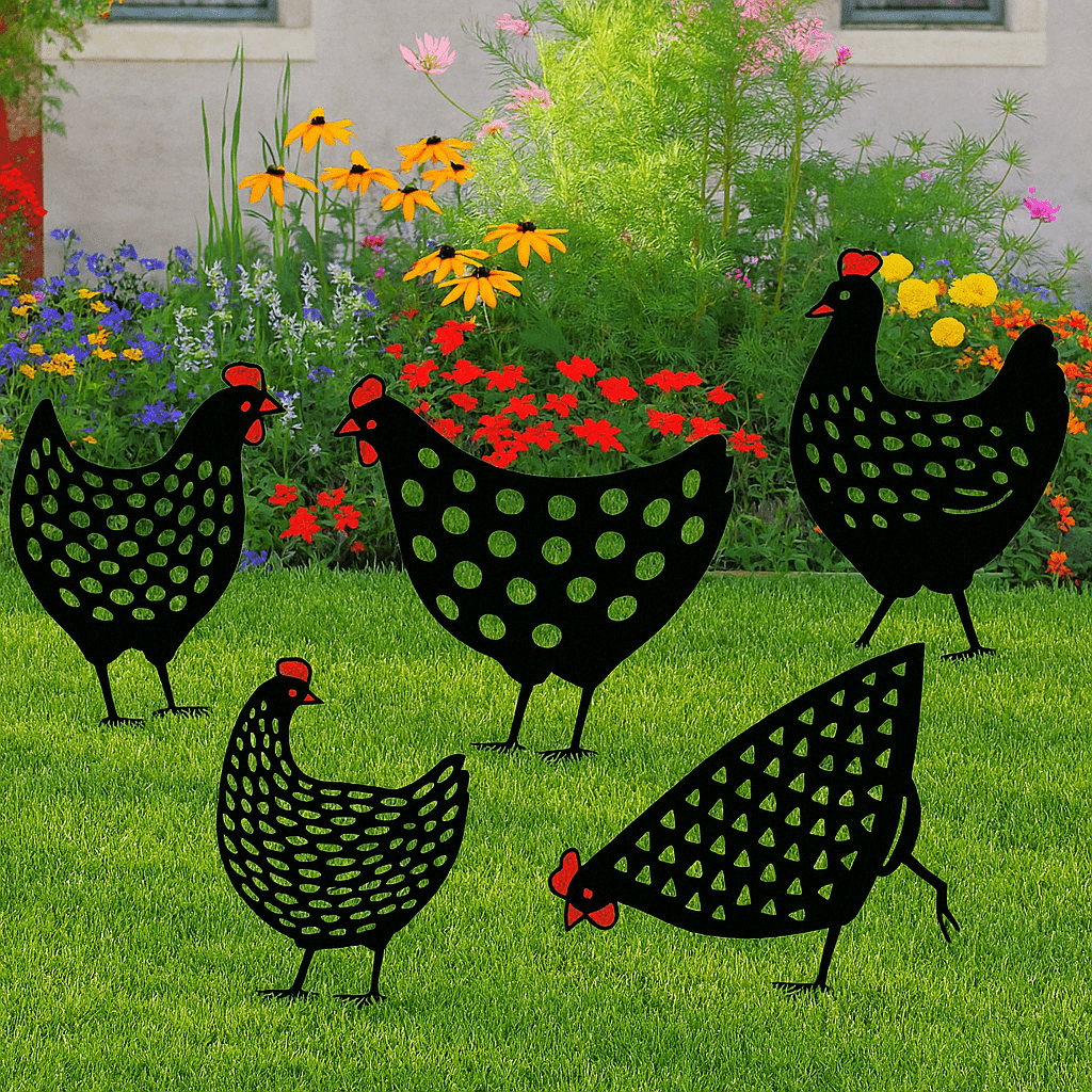 Skorter | Cluckura – Weatherproof Metal Chicken Statue for Garden & Patio