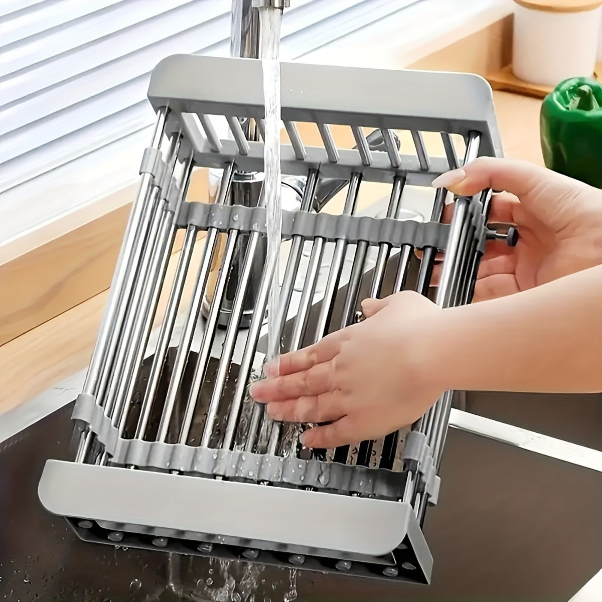 Skorter | Expandable Sink Draining Rack – Space-saving Dish and Vegetable Holder for the Kitchen