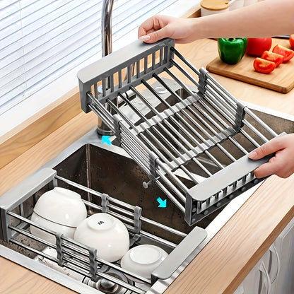 Skorter | Expandable Sink Draining Rack – Space-saving Dish and Vegetable Holder for the Kitchen