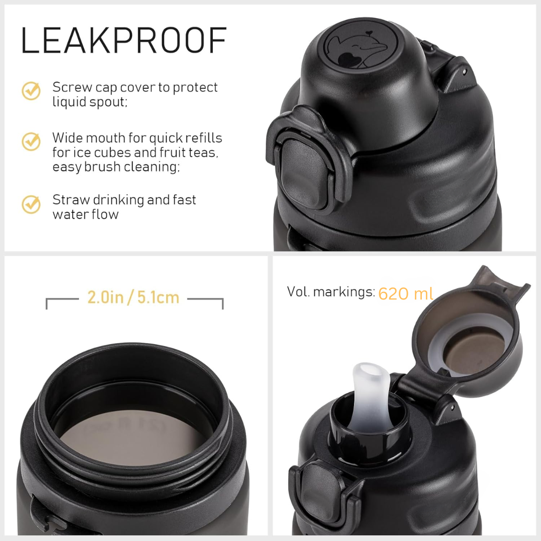 Skorter | Collapsible 600 ml Silicone Water Bottle - Leakproof & BPA-free