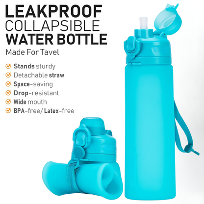 Skorter | Collapsible 600 ml Silicone Water Bottle - Leakproof & BPA-free