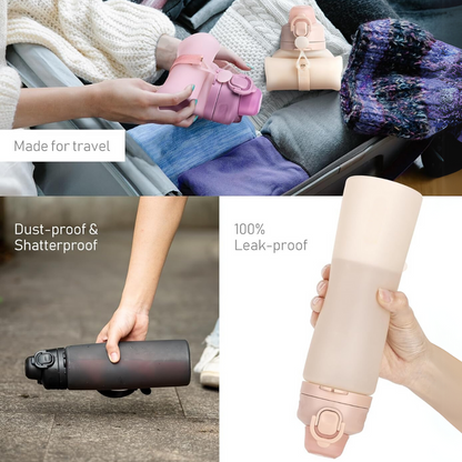 Skorter | Collapsible 600 ml Silicone Water Bottle - Leakproof & BPA-free