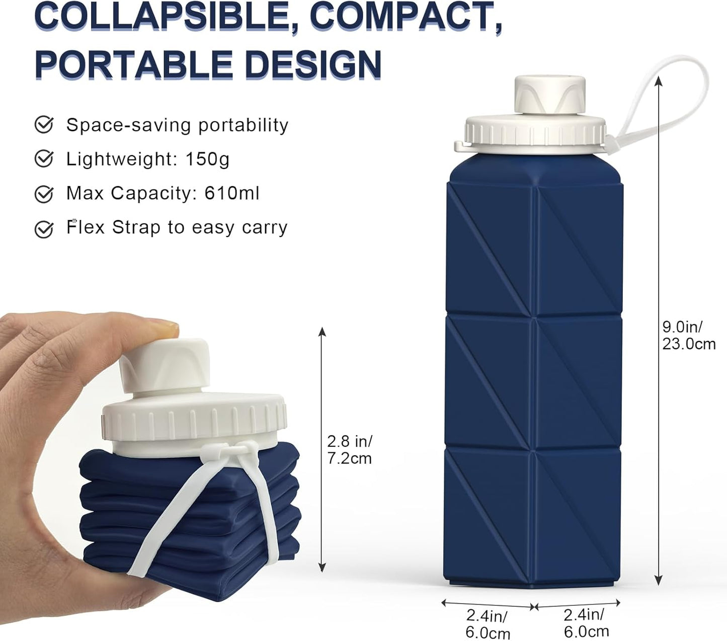 Skorter | Collapsible Silicone Bottle – 610ml, Leak-proof & Portable