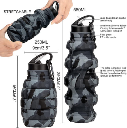 Skorter | Collapsible Travel Water Bottle - 575 ML Reusable Silicone