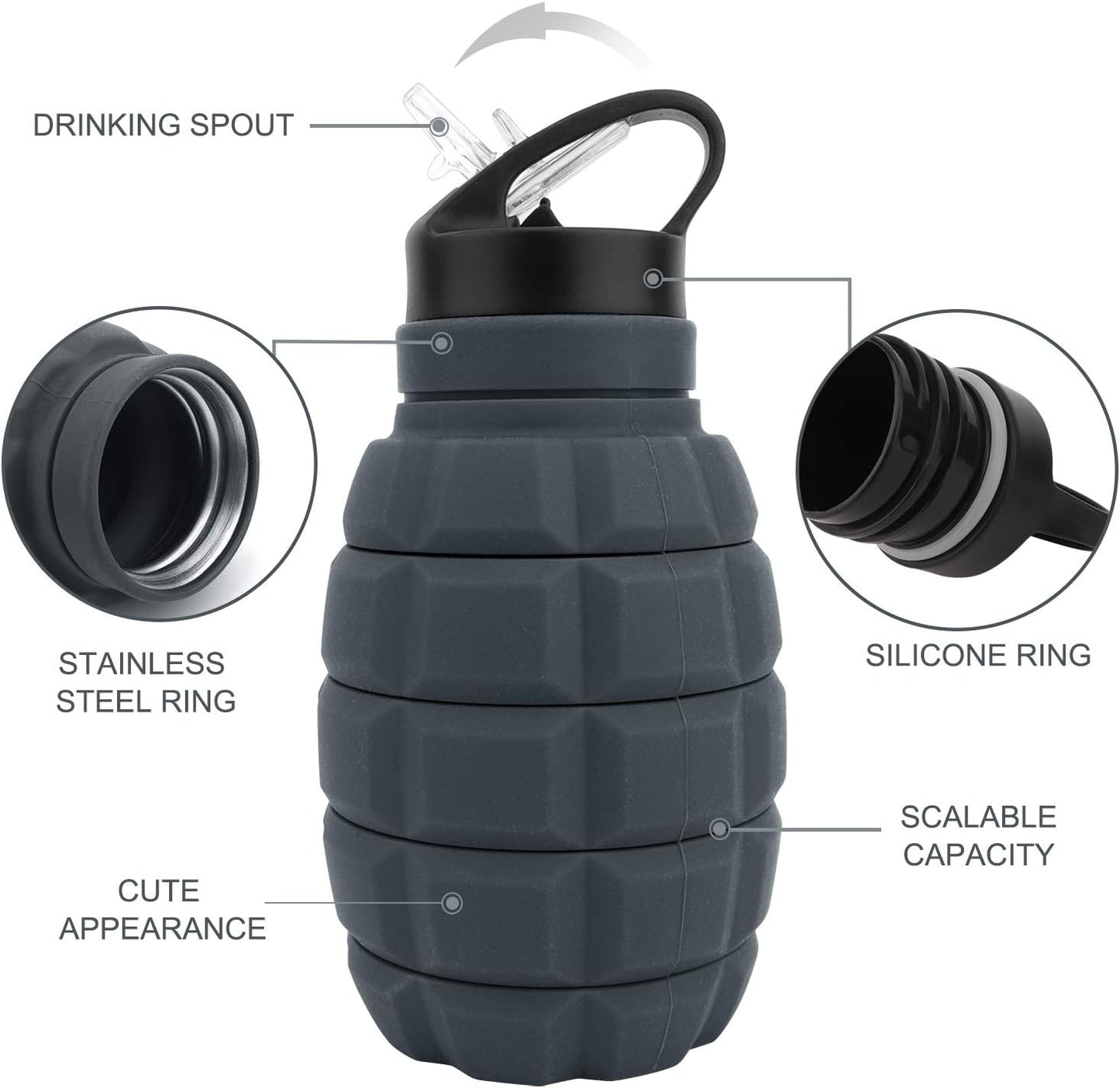 Skorter | Collapsible Travel Water Bottle - 575 ML Reusable Silicone