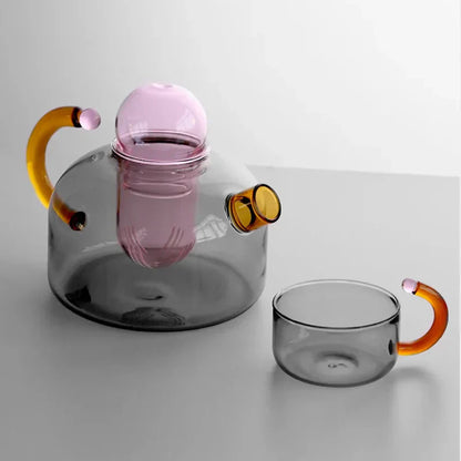 Skorter | Color Bloom Glass Teapot & Cup Set