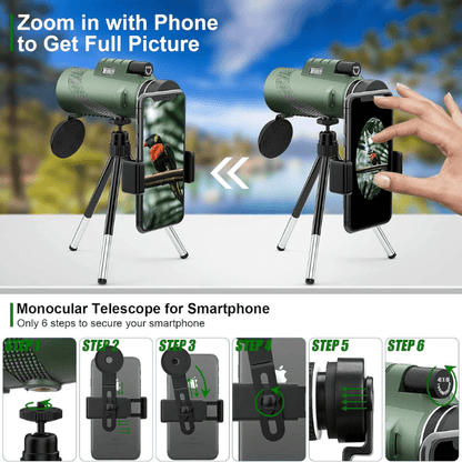 Skorter | Compact 600x Ultra-Zoom Monocular | HD Lens, Lightweight & Perfect for Hiking, Birdwatching, and Sports Events