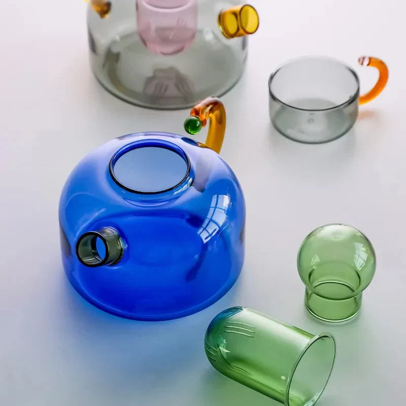 Skorter | Contrasting Color Translucent Teapot & Cup Set