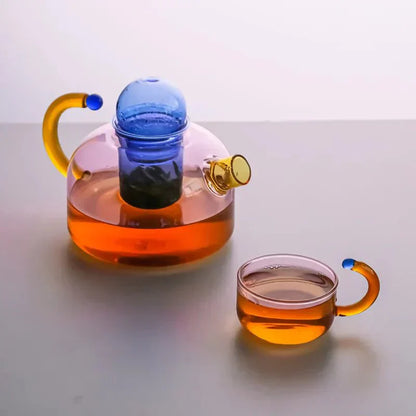 Skorter | Colorful Glass Teapot Set with Contrast Accents – Heat Resistant & Stylish