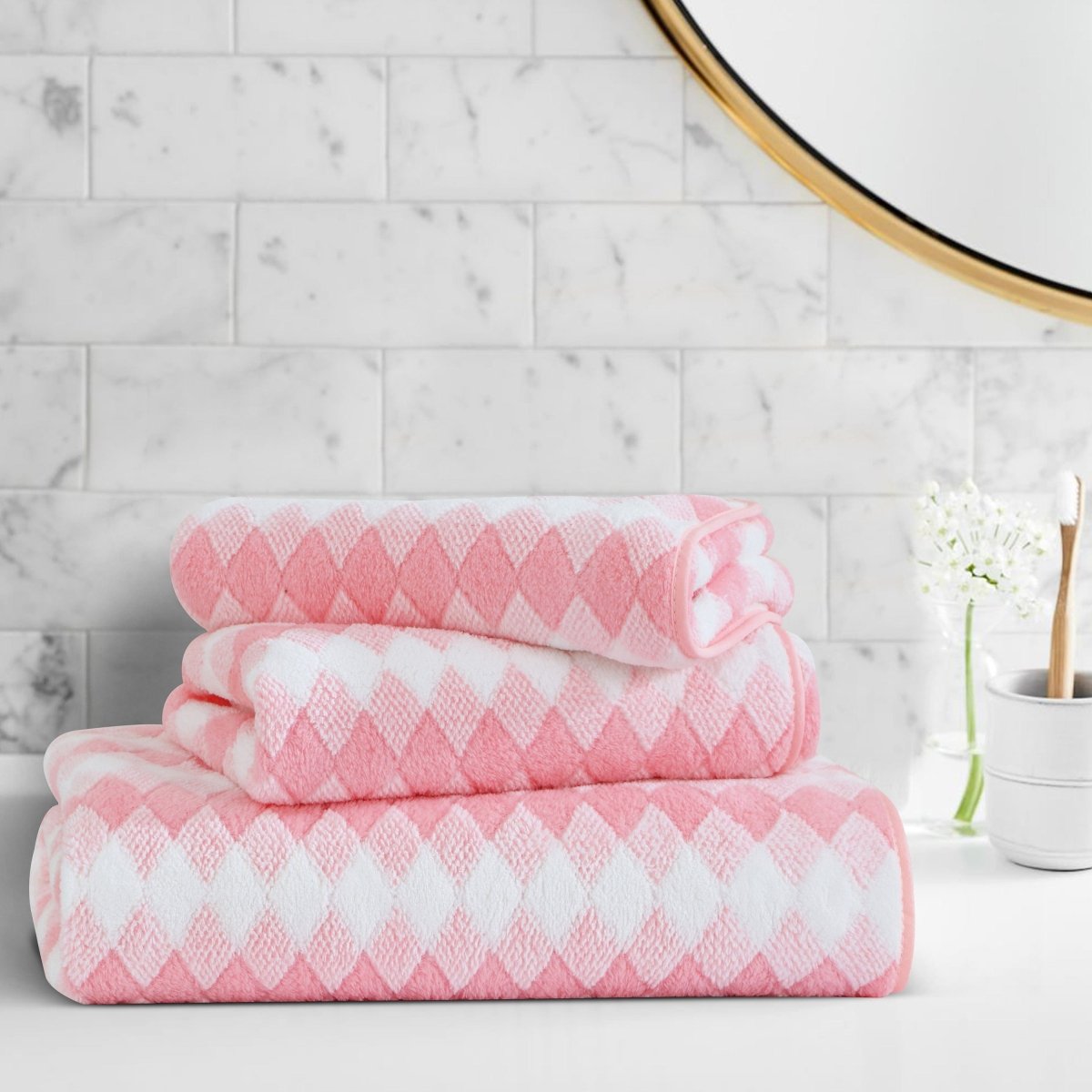 Skorter | Elysoria Coral Weave Towels | Plush, durable towels with maximum absorbency and quick-dry