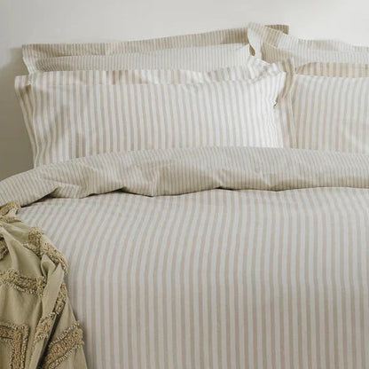 Skorter | Coralia Neutral Striped 100% Cotton Duvet Set
