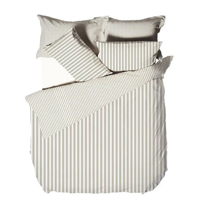 Skorter | Coralia Neutral Striped 100% Cotton Duvet Set
