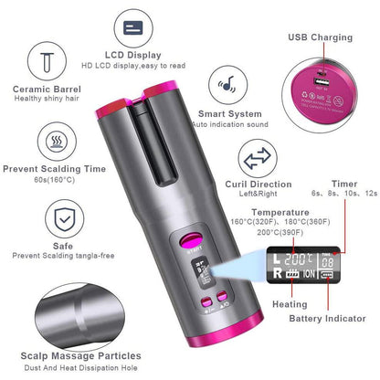 Skorter | Wireless Automatic Portable Ceramic Drum Hair Curling Iron
