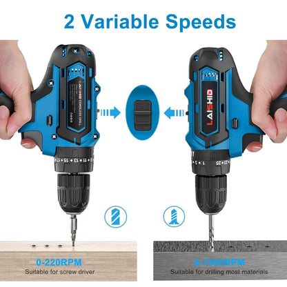Skorter | Brushless Drill Set with 2 Pieces 8V Batteries and Charger 2 Variable Speeds 3/8In Tool-less Chuck