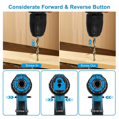 Skorter | Brushless Drill Set with 2 Pieces 8V Batteries and Charger 2 Variable Speeds 3/8In Tool-less Chuck