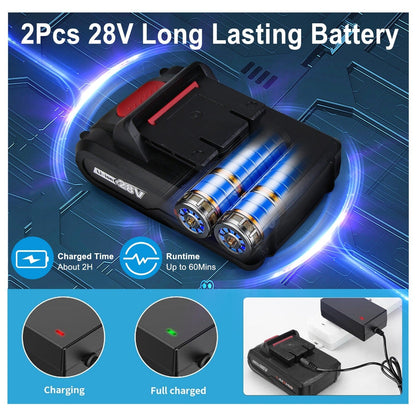 Skorter | Brushless Drill Set with 2 Pieces 8V Batteries and Charger 2 Variable Speeds 3/8In Tool-less Chuck