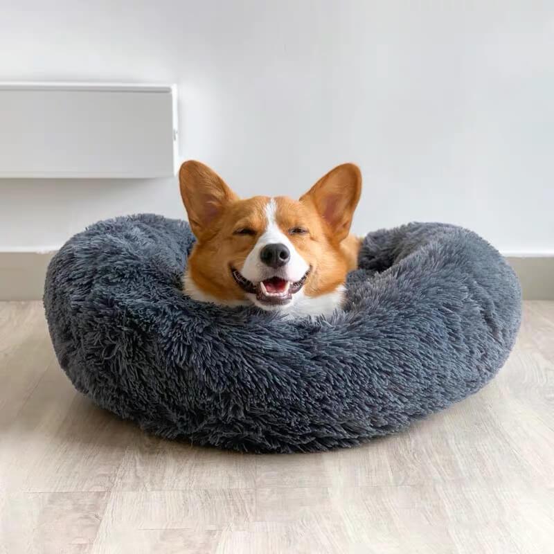 Skorter | Beef Plush Calming Donut Dog Bed for Small to Large Dogs