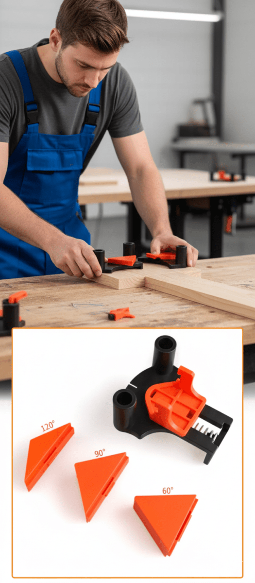 Skorter | CORNERMATE – Adjustable 4-Way Corner Clamp Set for Perfect 60°, 90°, and 120° Angles