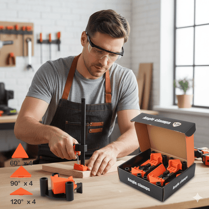 Skorter | CORNERMATE – Adjustable 4-Way Corner Clamp Set for Perfect 60°, 90°, and 120° Angles