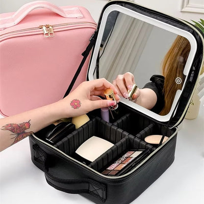 Skorter | Travel Makeup Bag with LED Mirror and Spacious Storage