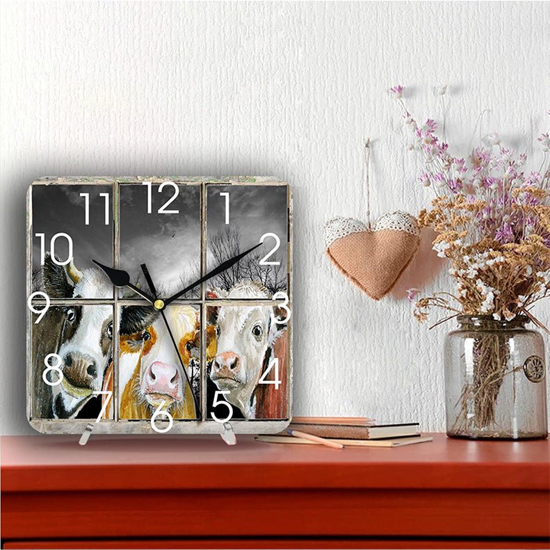 Cow Farm Theme Silent Square Wall Clock 12 Inches - SKØRTER