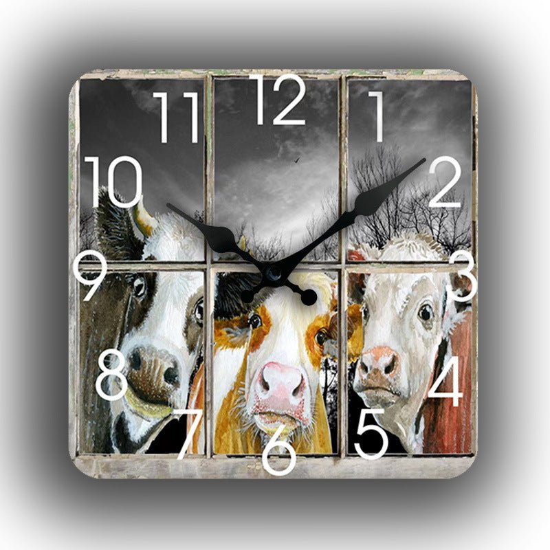 Cow Farm Theme Silent Square Wall Clock 12 Inches - SKØRTER