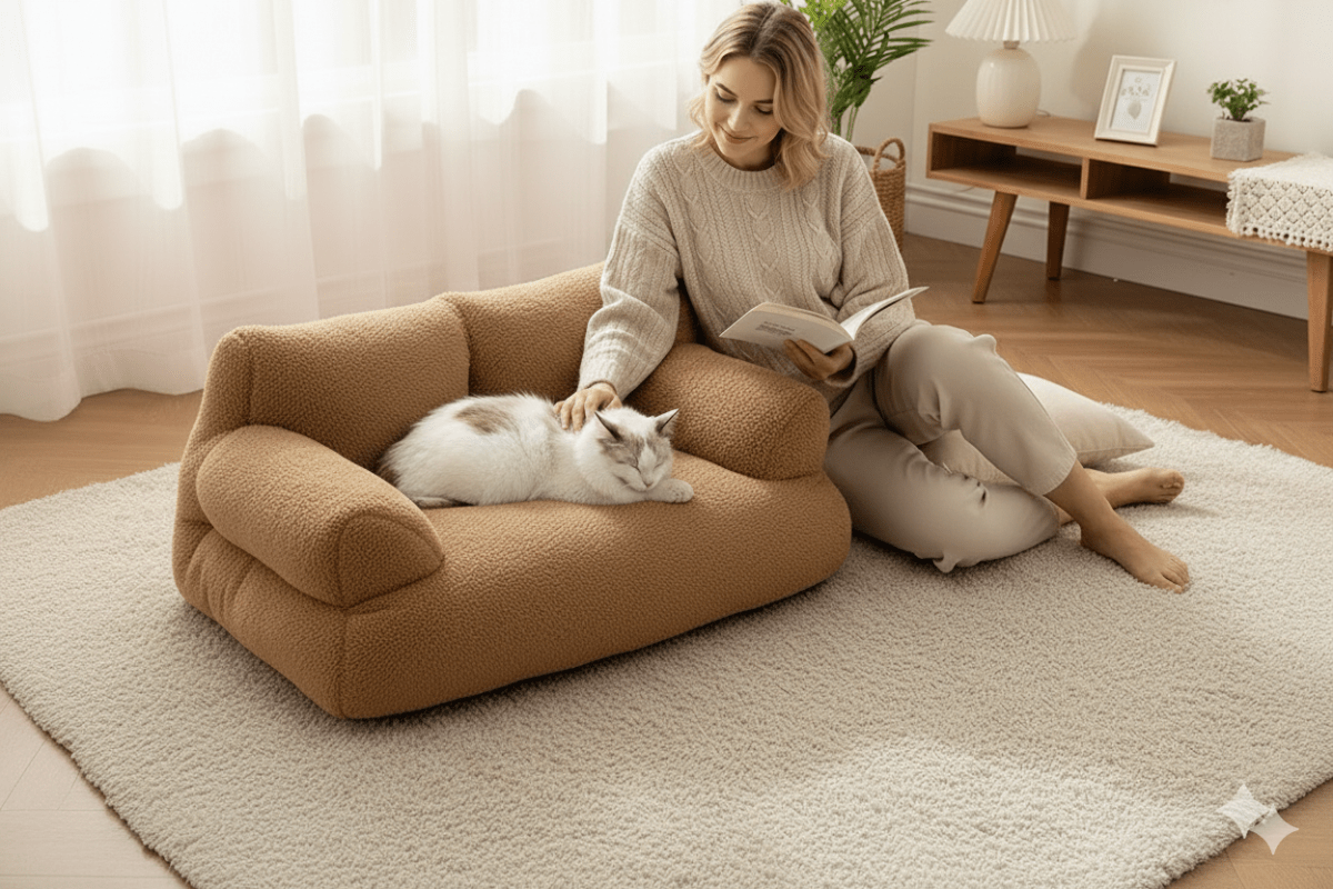 Skorter | CozyCloud Bolster – Calming Pet Bed with Washable Cover for Dogs and Cats