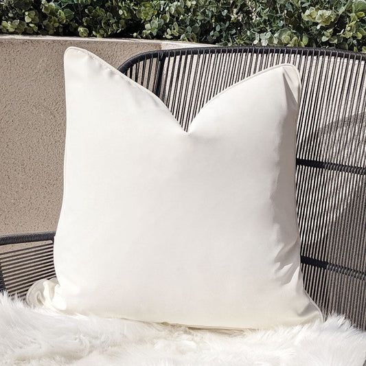 Skorter | Cream Piped Outdoor Cushion - 43 x 43cm
