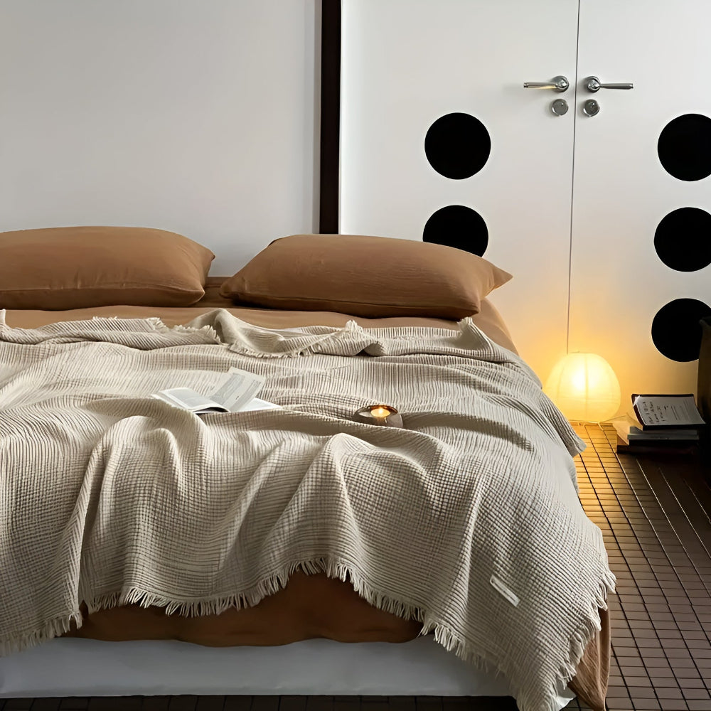 Skorter | Cotton Crinkle Tassel Blanket