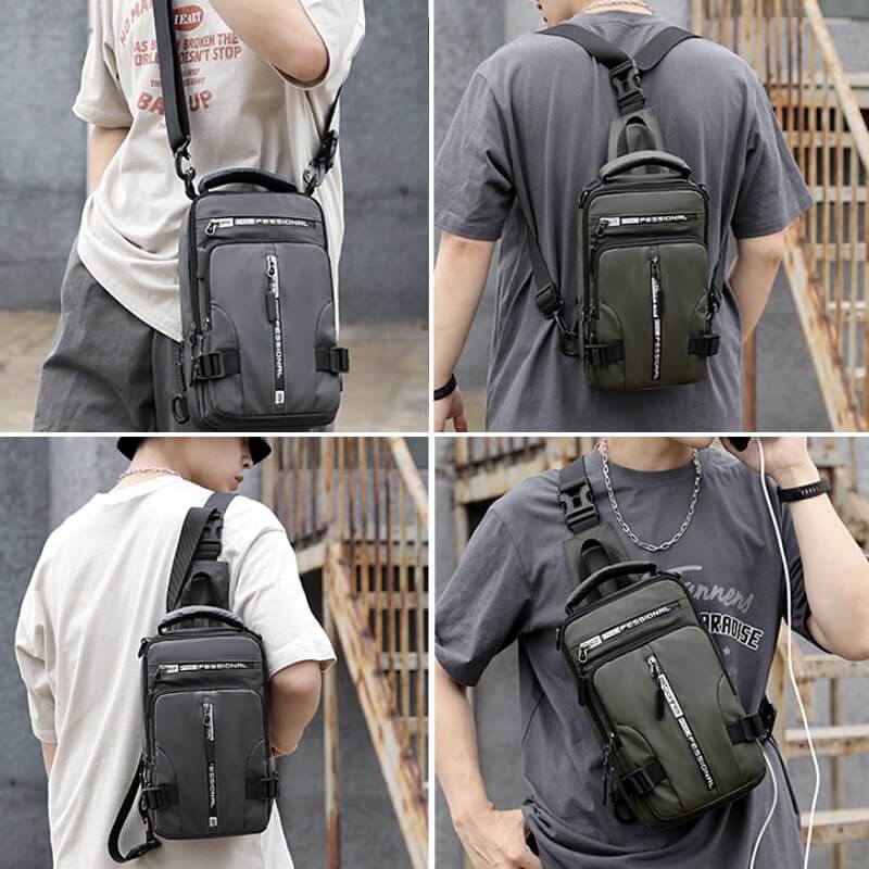 Skorter | Waterproof Oxford Crossbody Bag, Anti-Theft Sling Bag, USB Charging & Multi-Pocket Design