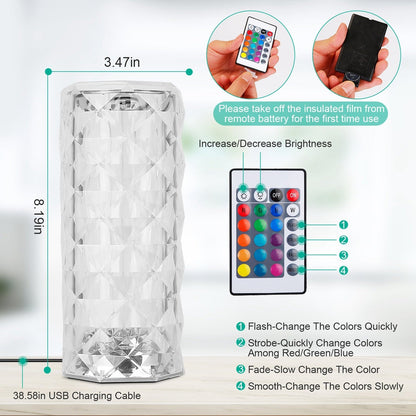 Skorter | Crystal Diamond Rose Table Lamp