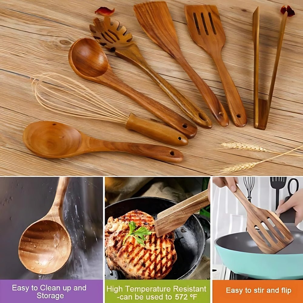 Skorter | CULINAWOOD Utensil Set – Premium Teak Cooking Tools for Sustainable Use