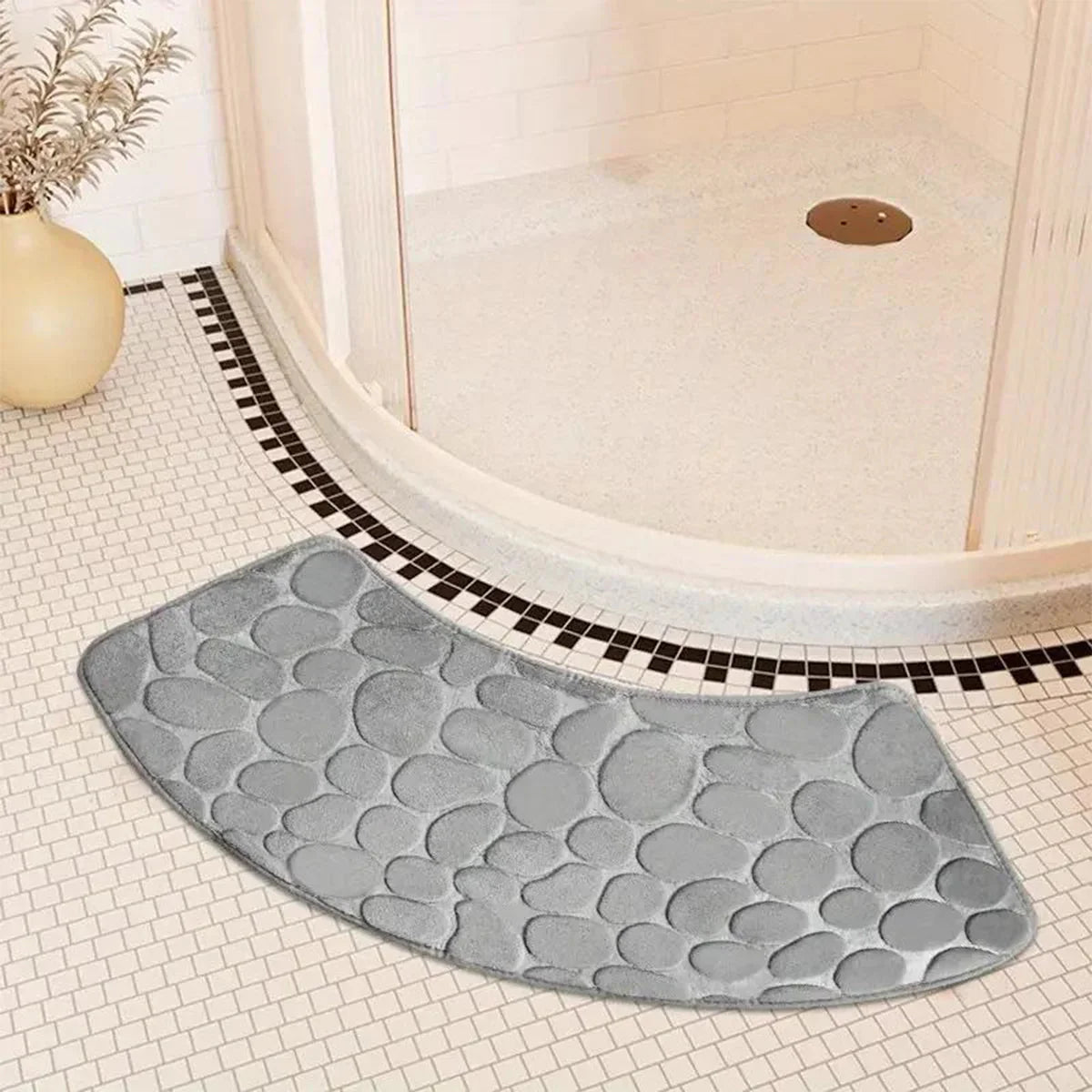 Skorter | Curved Bathroom Mat - Thick Absorbent Non-Slip Bath Mat for Bathroom Safety