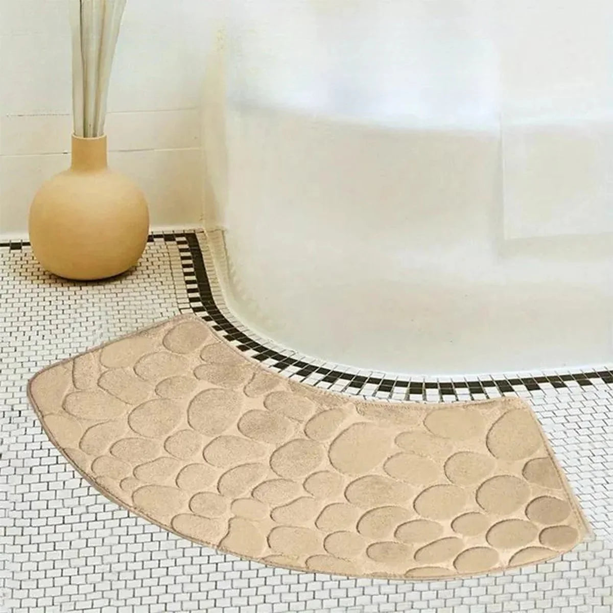 Skorter | Curved Bathroom Mat - Thick Absorbent Non-Slip Bath Mat for Bathroom Safety