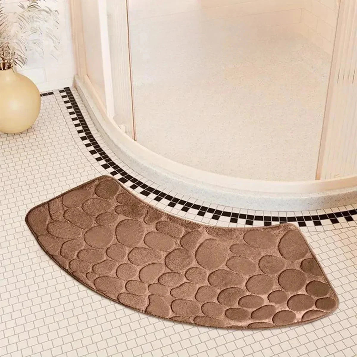 Skorter | Curved Bathroom Mat - Thick Absorbent Non-Slip Bath Mat for Bathroom Safety
