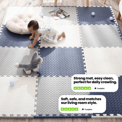 Skorter | Cushioplay Baby Mat – Soft Play Mat with 12 Puzzle Pieces – Shock-Absorbing and Non-Toxic for Crawling and Playtime