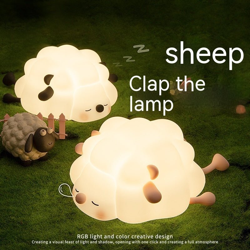 Cute Silicone Night Lamp Cast Sheep Cartoon Bedroom Lamp For Children's Room Decor Rechargeable Timing Dimming Sleep Night Light - SKØRTER