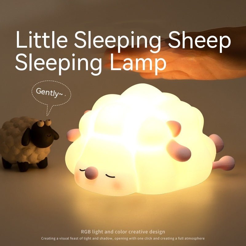 Cute Silicone Night Lamp Cast Sheep Cartoon Bedroom Lamp For Children's Room Decor Rechargeable Timing Dimming Sleep Night Light - SKØRTER