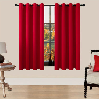 Skorter | Blackout Curtains - 2 Pieces Modern Polyester Curtains with Thermal Insulation and Rings