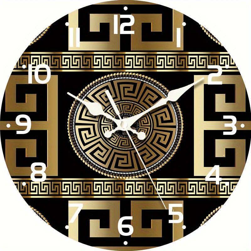 Skorter | Silent Non-Ticking Wooden Wall Clock - Greek Key Design, Quartz Mechanism