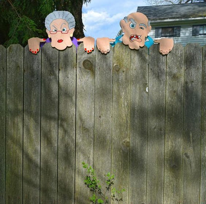 Skorter | Fence Decoration Nosy Old Man and Lady Garden Yard Art