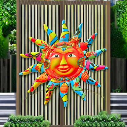 Skorter | 2024 Large Happy New Year Sun Face Iron Wall Art - Outdoor & Indoor Decor, Circular Design, Indoor Space Decoration, Eid Al-Adha Mubarak Gift - Durable, Weather Resistant, Easy to Hang