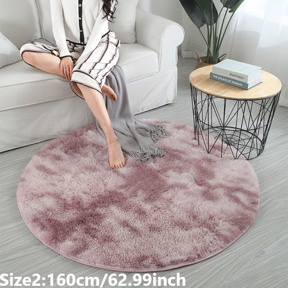 Skorter | 1pc Tie-dye Plushfiber Round Rug - Soft and Warm Decorative Mat for Living Room, Bedroom and Yoga