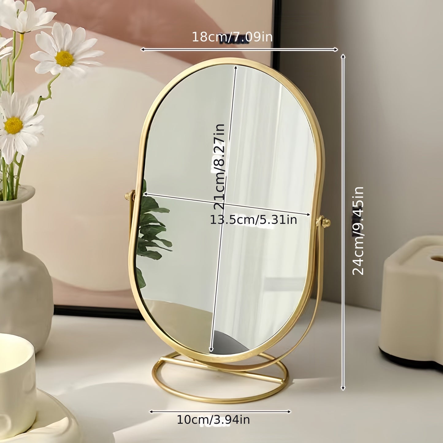 Skorter | 360° Rotating Makeup Mirror – Iron Frame, Compact and Portable, No Power Needed