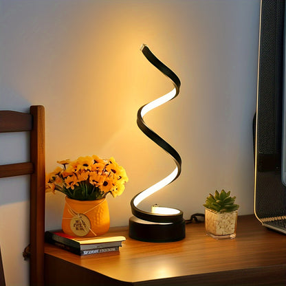 Skorter | Modern Spiral Table Lamp – Creative LED Desk Lamp with Gentle Warm Light, Perfect for Bedroom, Living Room, and Study Decor
