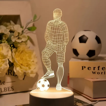 Skorter | SportGlow - 3D Football Player Illusion LED Table Lamp with Acrylic Dome