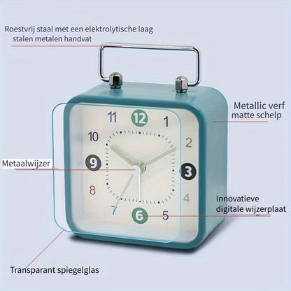 Skorter | TimeCube - Square Metal Alarm Clock with Night Light and Snooze