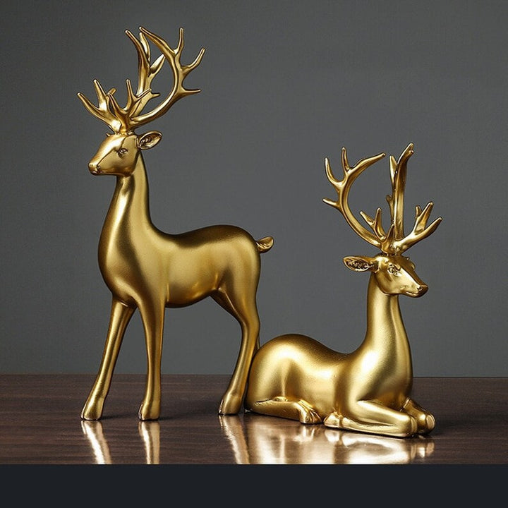 Skorter | Golden Couple Deer Figurines
