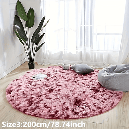 Skorter | 1pc Tie-dye Plushfiber Round Rug - Soft and Warm Decorative Mat for Living Room, Bedroom and Yoga