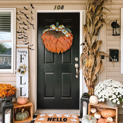 Skorter |  Farmhouse Pumpkin Wreath For Front Door